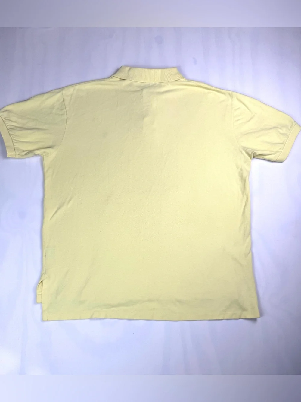 Polo Ralph Lauren Pastel Yellow Polo Shirt Blue Pony Cotton Men Large
